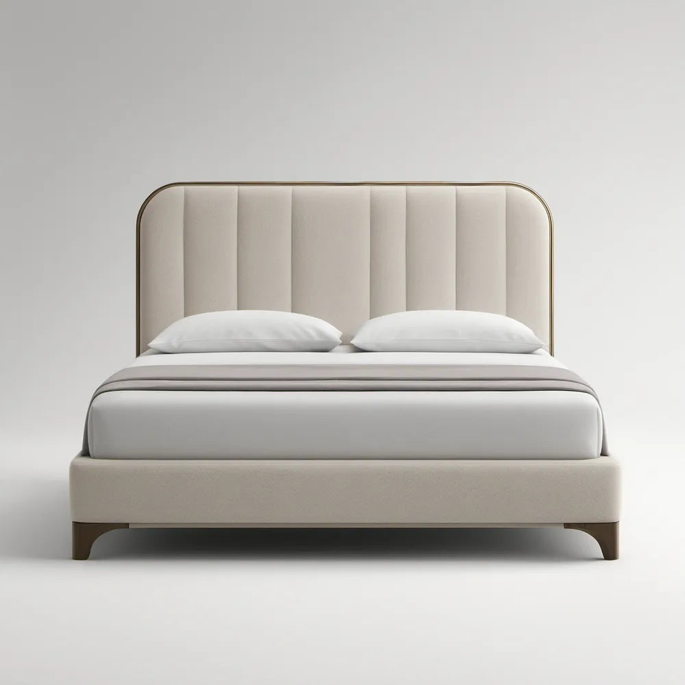 Cama de Casal Estofada com Arrumação Bege/Castanho-Escuro para Colchão 160 x 200 cm