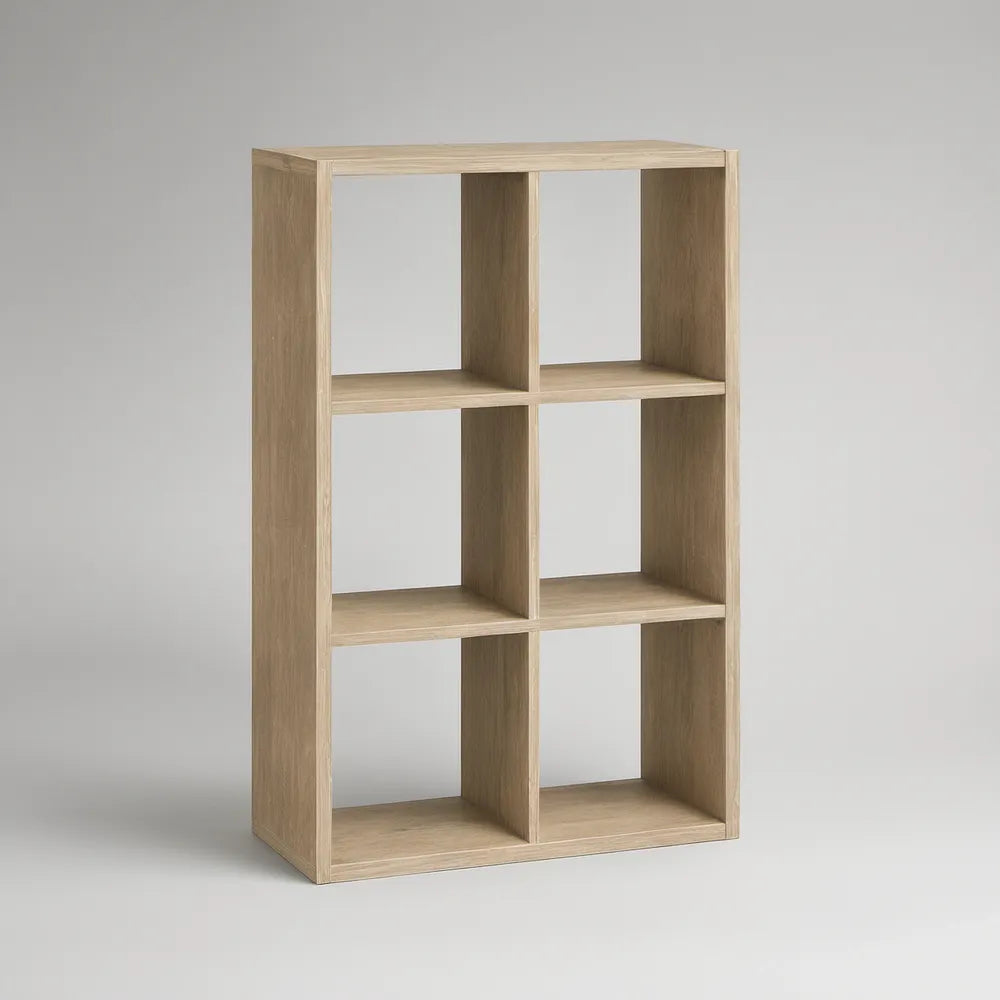 Estante Vertical com 6 Compartimentos em MDF Laminado Carvalho Claro, 60 x 30 x 90 cm