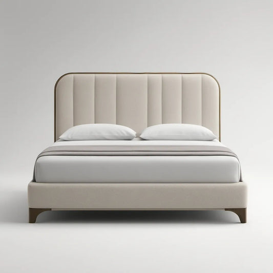 Cama de Casal Estofada com Arrumação Bege/Castanho-Escuro para Colchão 160 x 200 cm