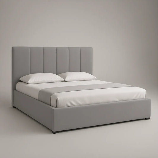 Cama Estofada com Arrumação Elevatória Cinzenta 160 x 200 cm