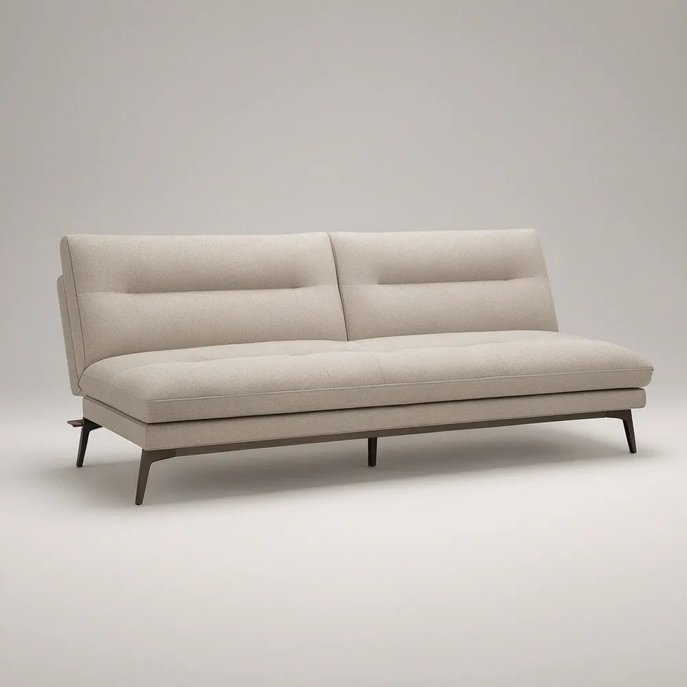 Sofá de 3 Lugares em Poliéster Bege com Pés Castanho-Escuro 200 x 90 x 82 cm