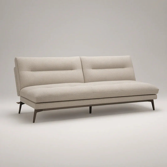 Sofá de 3 Lugares em Poliéster Bege com Pés Castanho-Escuro 200 x 90 x 82 cm