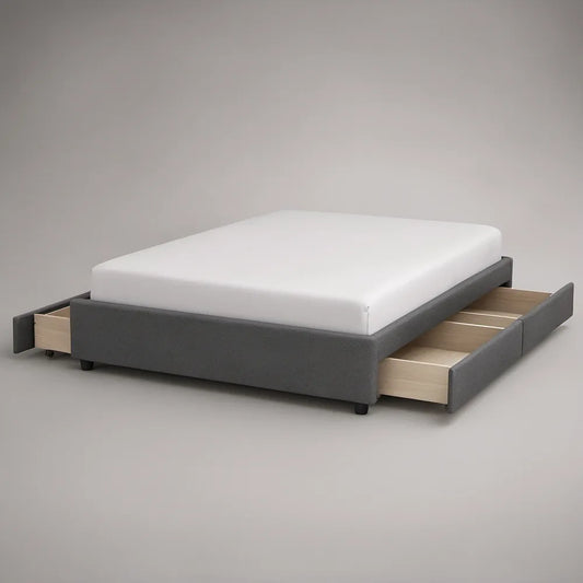 Cama de Casal com 2 Gavetas Laterais 160 x 200 cm em Poliéster Cinzento Escuro